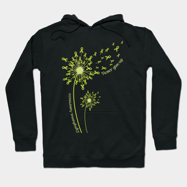 Dandelion Lymphoma Awareness Never Give Up Hoodie by Elliottda